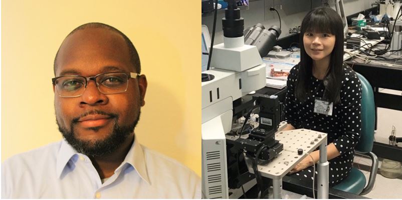 Side by side pictures of Post-doctoral fellows Reginald Cannady, PhD (left) and Sudarat Nimitvilai-Roberts, PhD (right)